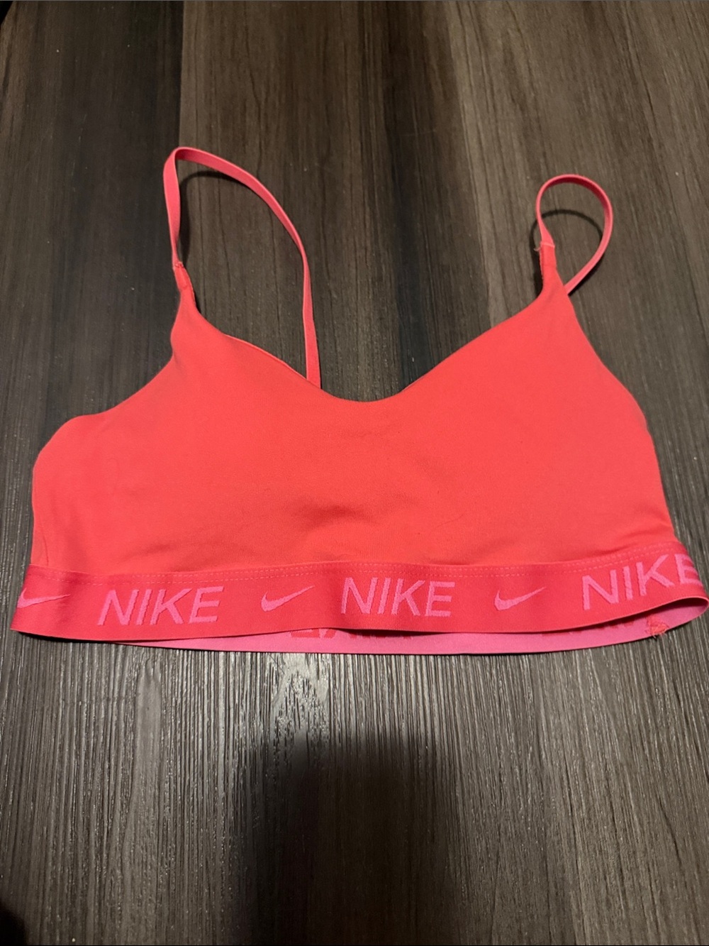 Nike Coral Pink Elastic-Band Sports Bralette